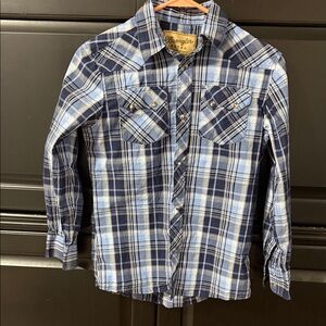 Wrangler Navy and White Plaid Shirt